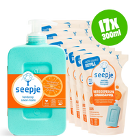 Handzeep Pakket Fles met 16 Navullingen | Versgeperste Sinaasappel