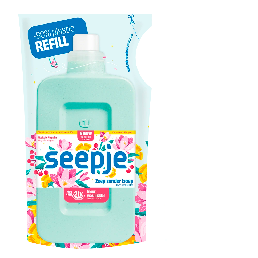 Aanbieding Natuurlijk Wasmiddel Seepje Pakket met 12 Navullingen | Kleur met Magische Magnolia geur