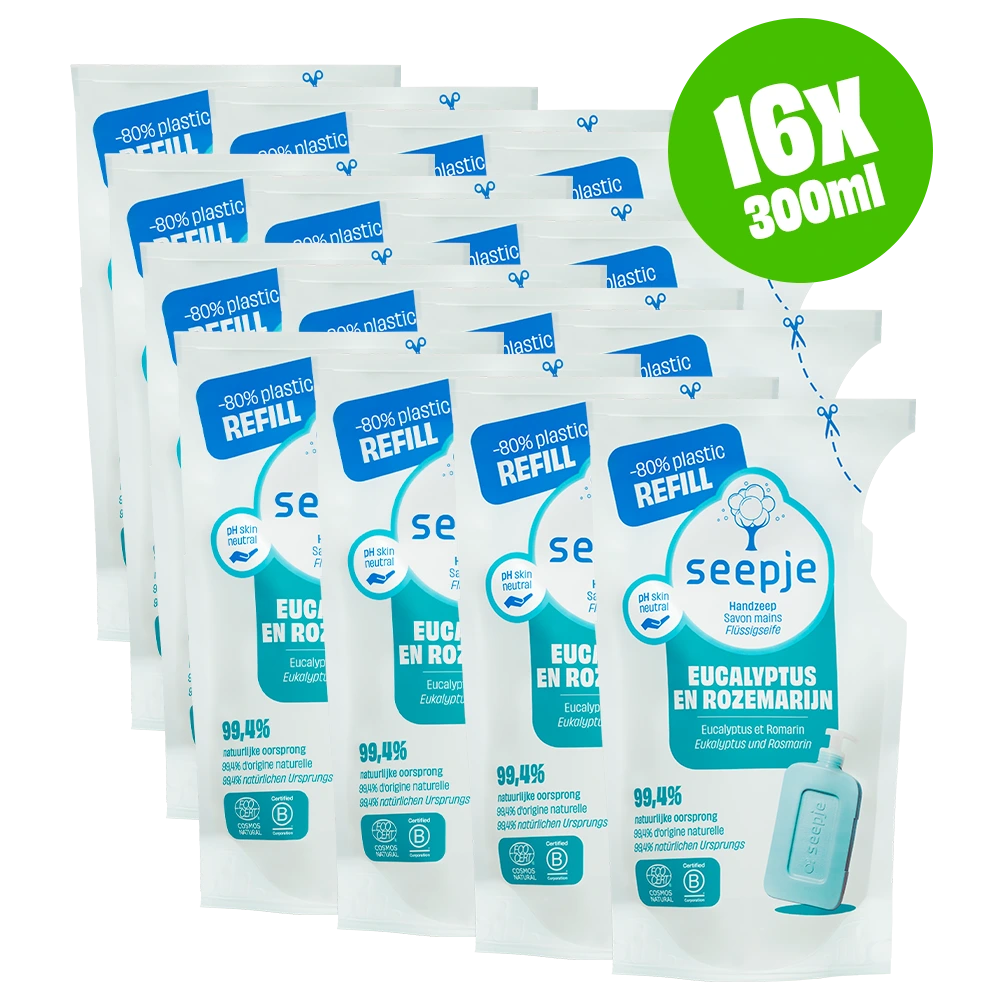 Handzeep Pakket met 16 Navullingen | Eucalyptus en Rozemarijn