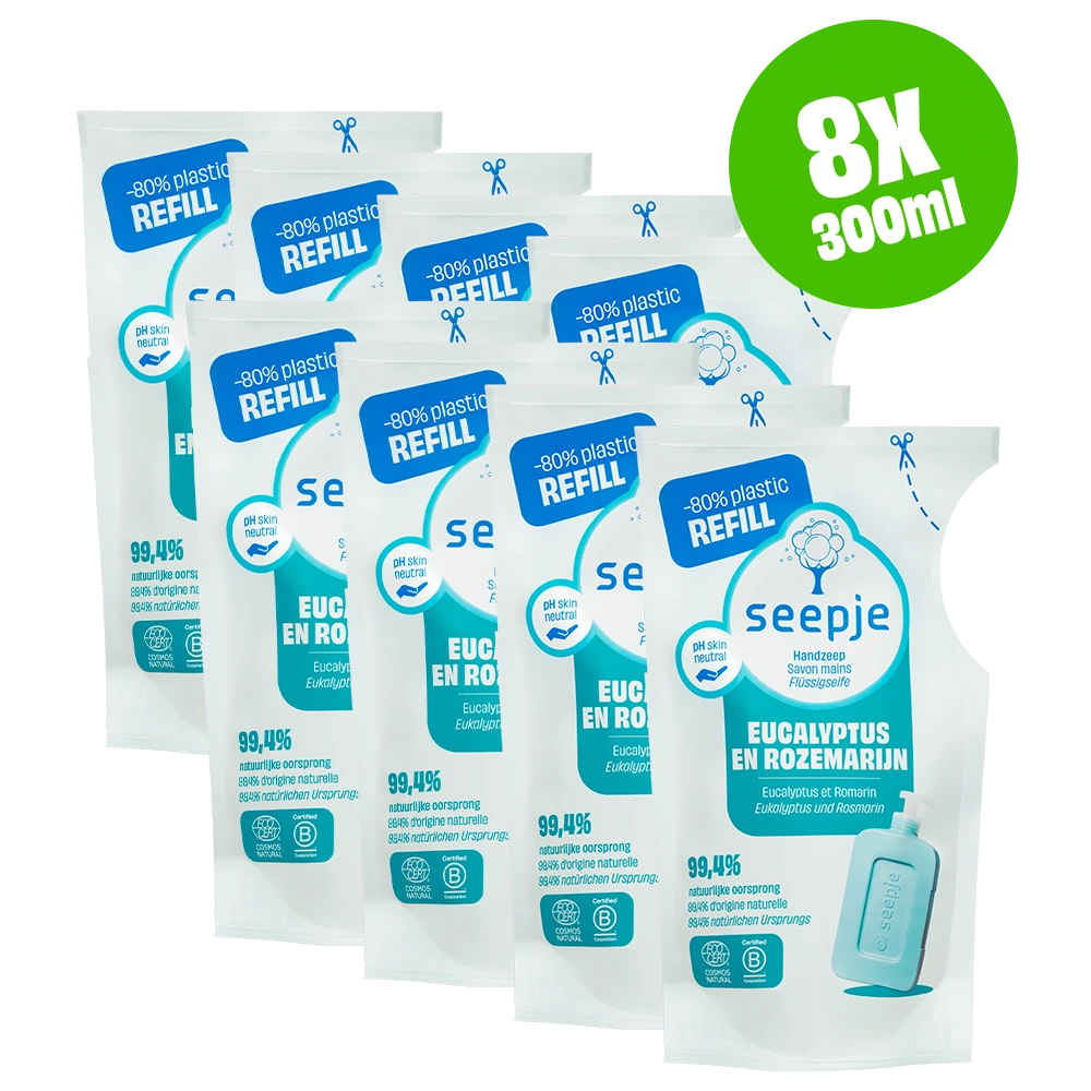 Handzeep Pakket met 8 Navullingen | Eucalyptus en Rozemarijn