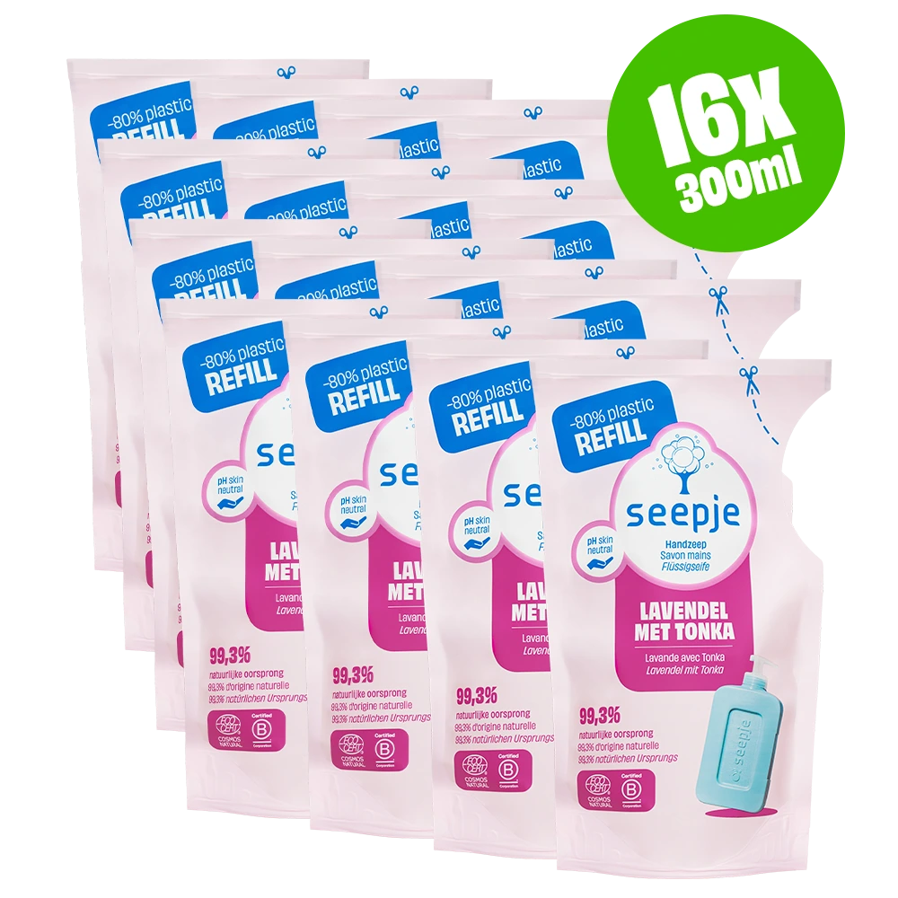 Handzeep Pakket met 16 Navullingen | Lavendel met Tonka