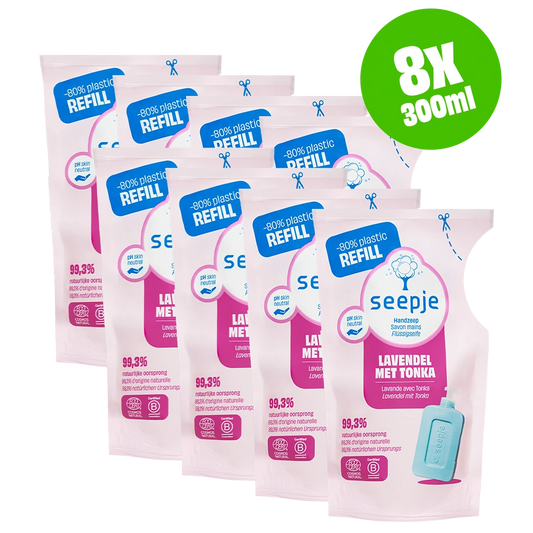 Handzeep Pakket met 8 Navullingen  | Lavendel met Tonka
