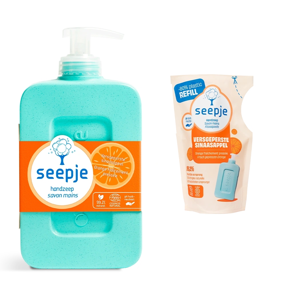 Handzeep Pakket Fles met 16 Navullingen | Versgeperste Sinaasappel