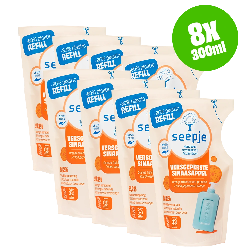 Handzeep Pakket met 8 Navullingen | Versgeperste Sinaasappel