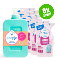 Handzeep Pakket Fles met 8 Navullingen | Lavendel met Tonka