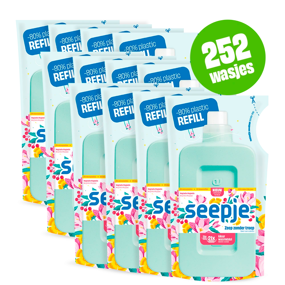 Natuurlijk Wasmiddel Pakket Seepje met 12 Navullingen | Kleur met Magische Magnolia geur 