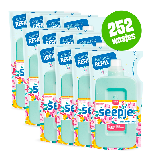 Natuurlijk Wasmiddel Pakket Seepje met 12 Navullingen | Kleur met Magische Magnolia geur 