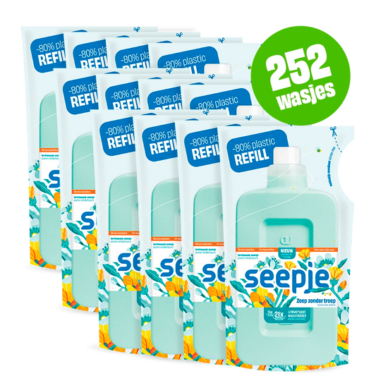 Natuurlijk Wasmiddel Pakket Seepje met 12 Navullingen | Universeel met Verfrissende Jasmijn geur