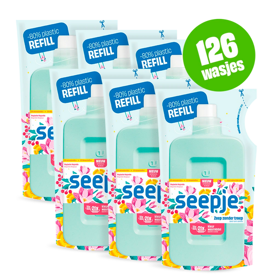 Natuurlijk Wasmiddel Pakket Seepje met 6 Navullingen | Kleur met Magische Magnolia geur