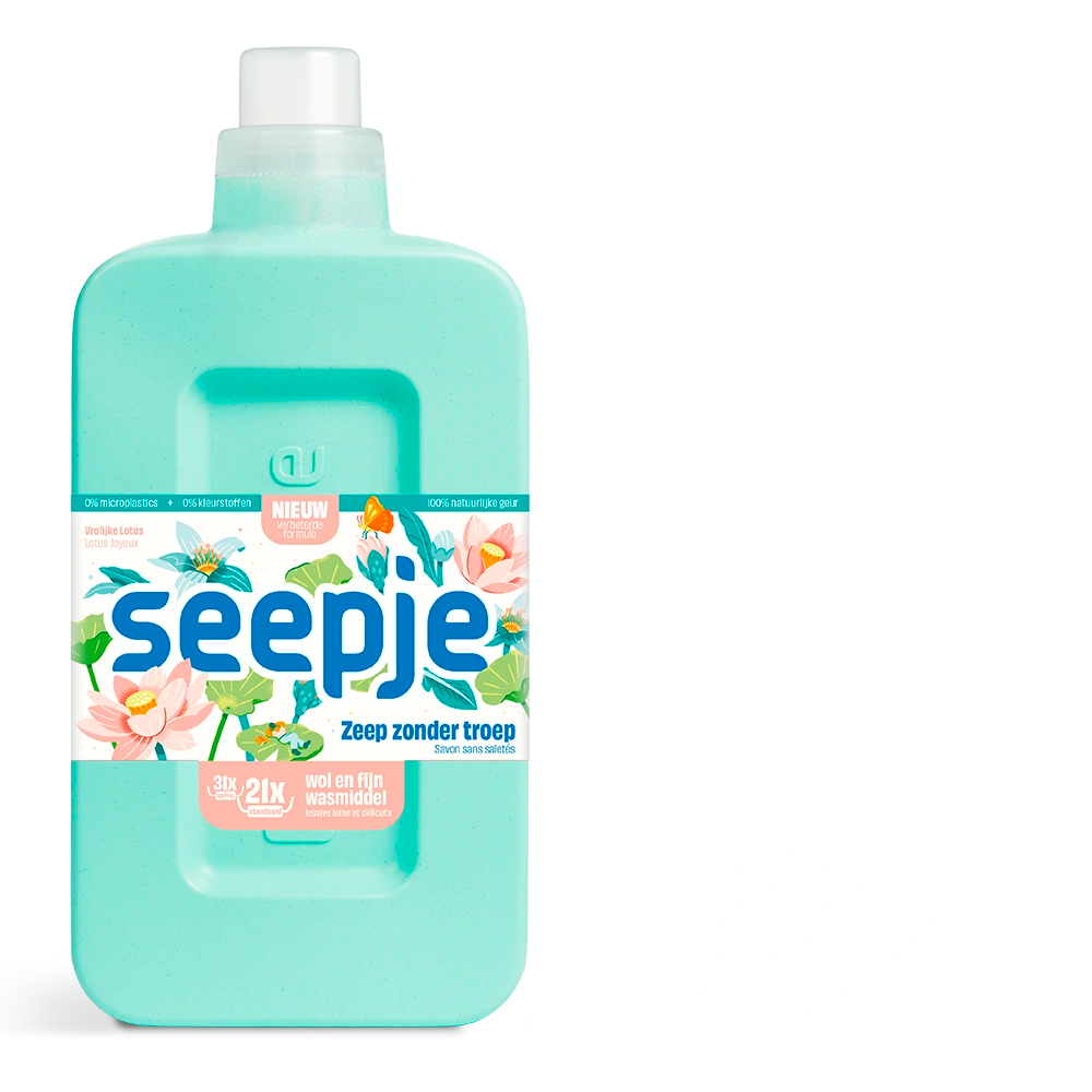 Natuurlijk Wasmiddel Seepje Pakket met 12 Flessen | Wol en Fijn met Vrolijke Lotus geur