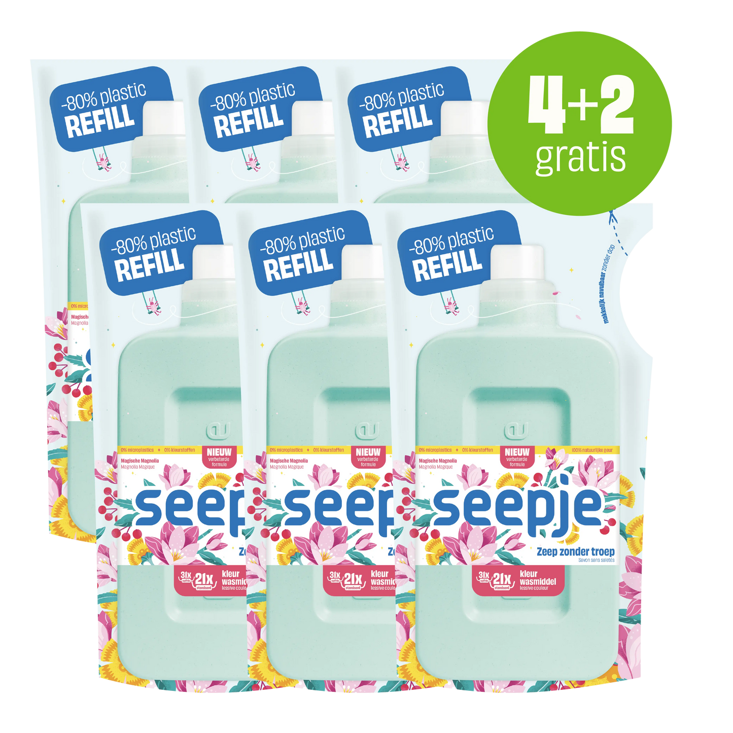 Wasmiddel navulling 6x | Kleur