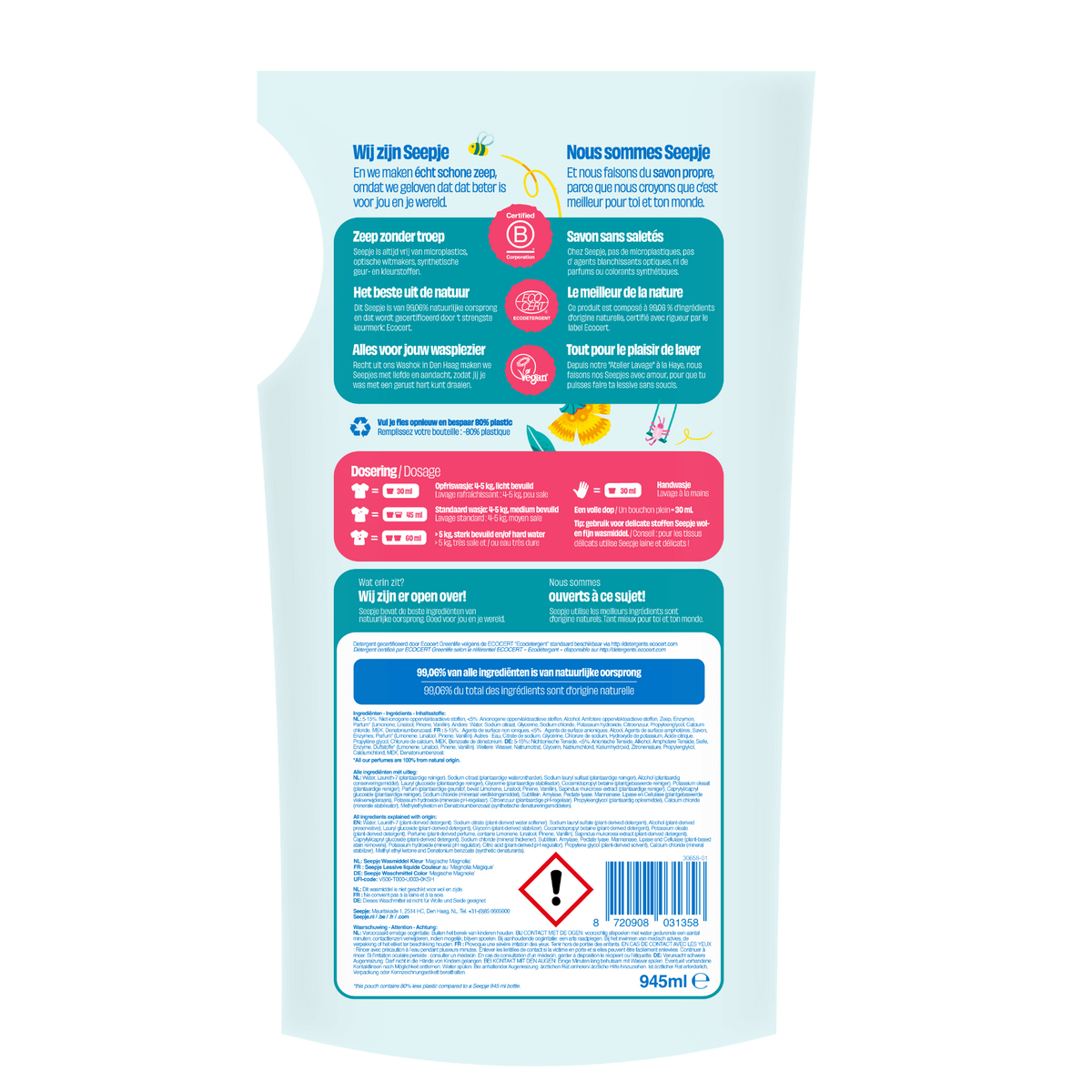 Wasmiddel Pakket Fles met 6 Navullingen | Kleur met Magische Magnolia geur