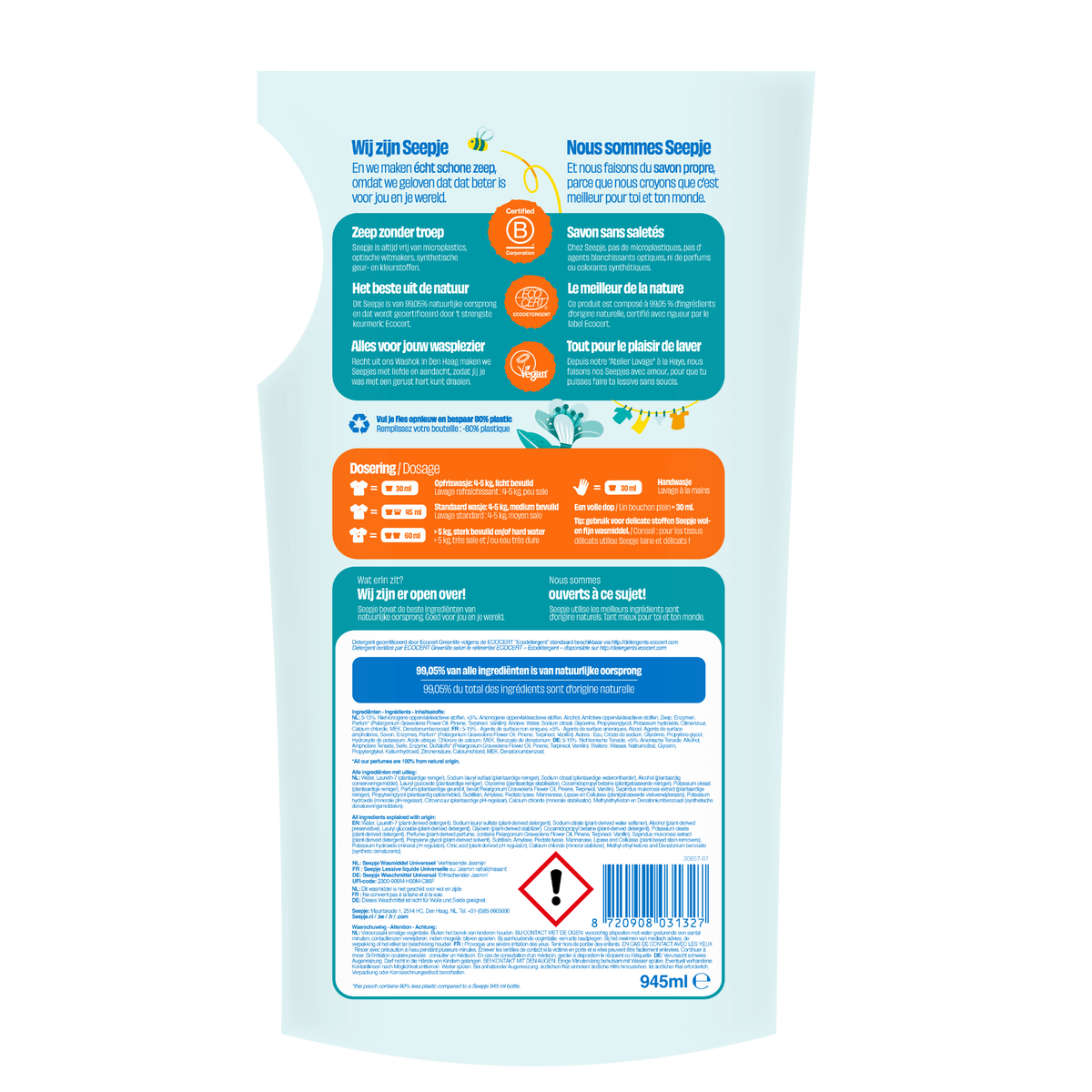 Wasmiddel Pakket met 12 Navullingen | Universeel met Verfrissende Jasmijn geur